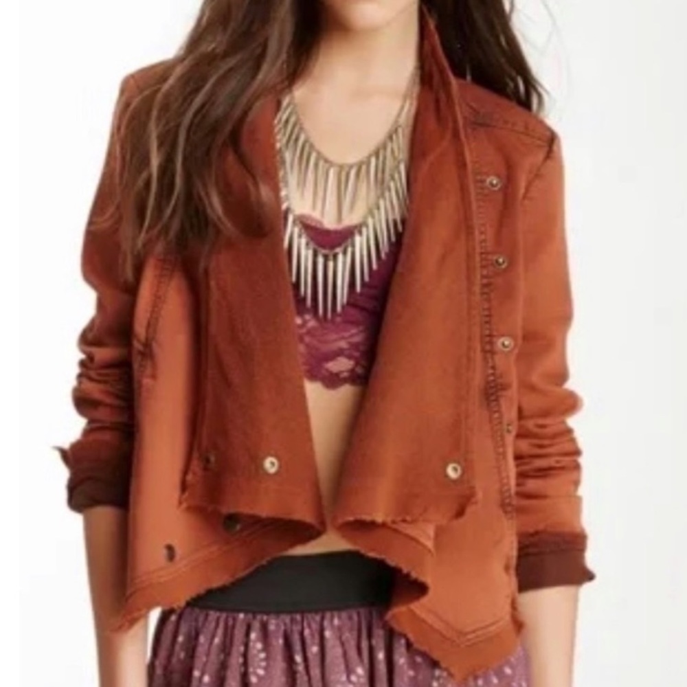 Free People Collapsing Twill Raw Edge Jacket Size Small
